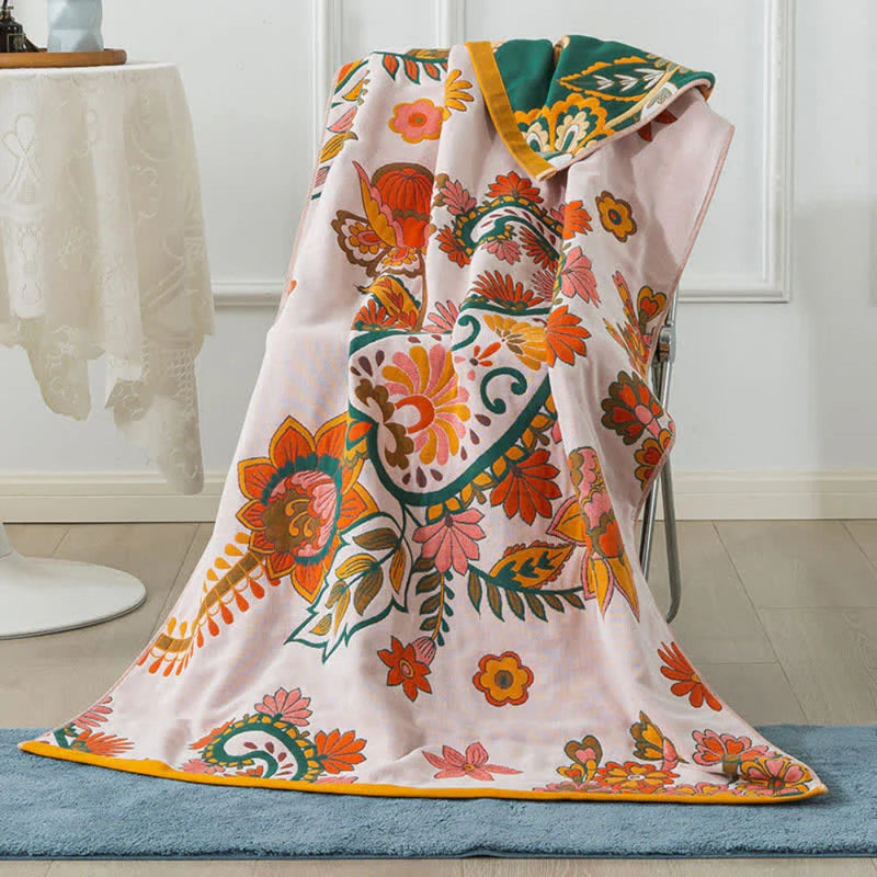 Cotton Gauze Bath Towel | Floral Print, Breathable