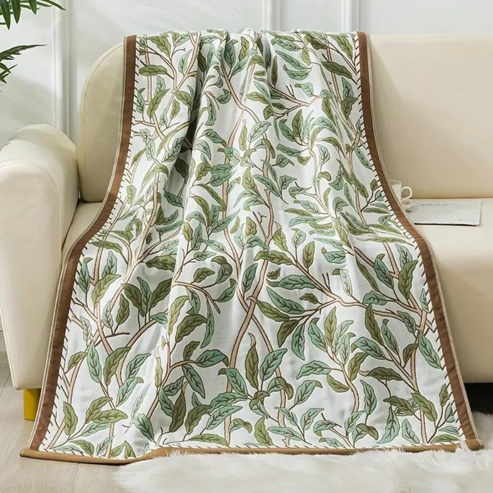 Cotton Bath Towel | Floral Leaf, Knit Weave