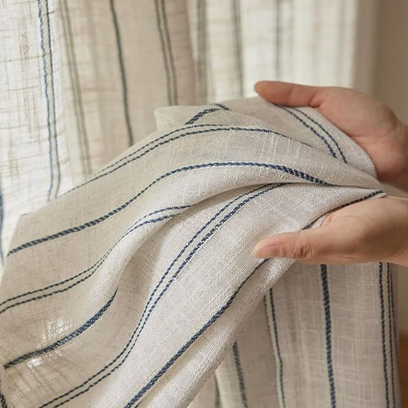 Soft Flow Vertical Stripe Curtain | Semi-Sheer, Grommet Top
