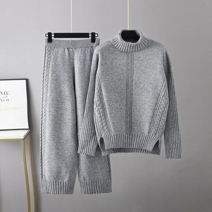 Mira Women's Cable Knit Two-piece Set - full-length view