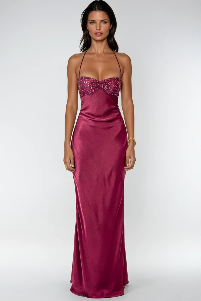 Wilda Women's Maxi Dress | Halter, Lace, Halter Neck