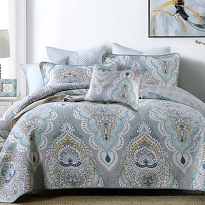 Paisley Aqua Teal Coverlet Set | Bedroom Decor, Light Layer