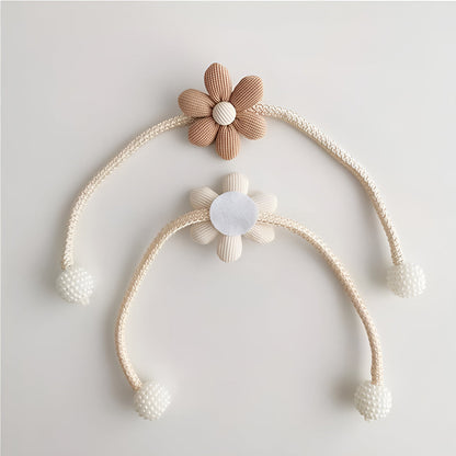 Whimsical Flower Curtain Tie Backs | Pearl Buckle, Embroidered