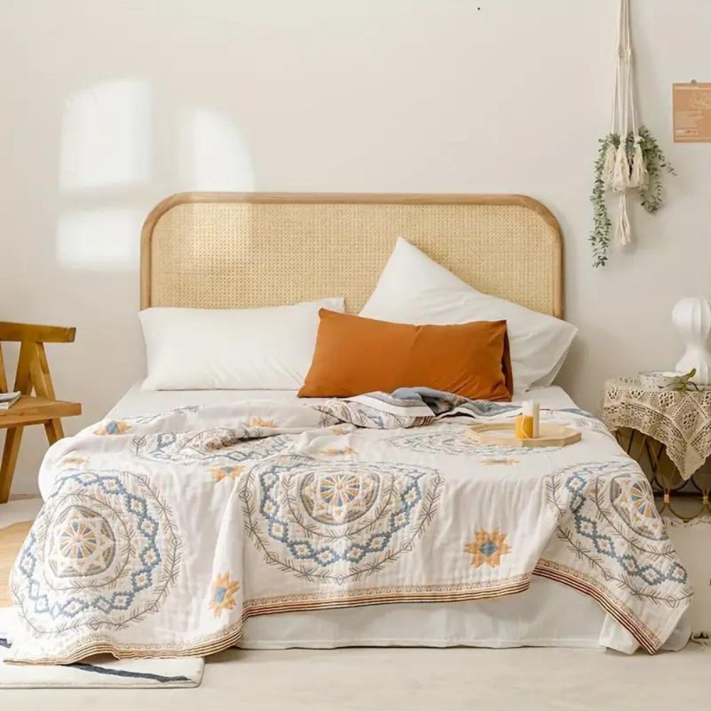 Serene Mandala Cotton Throw Blanket