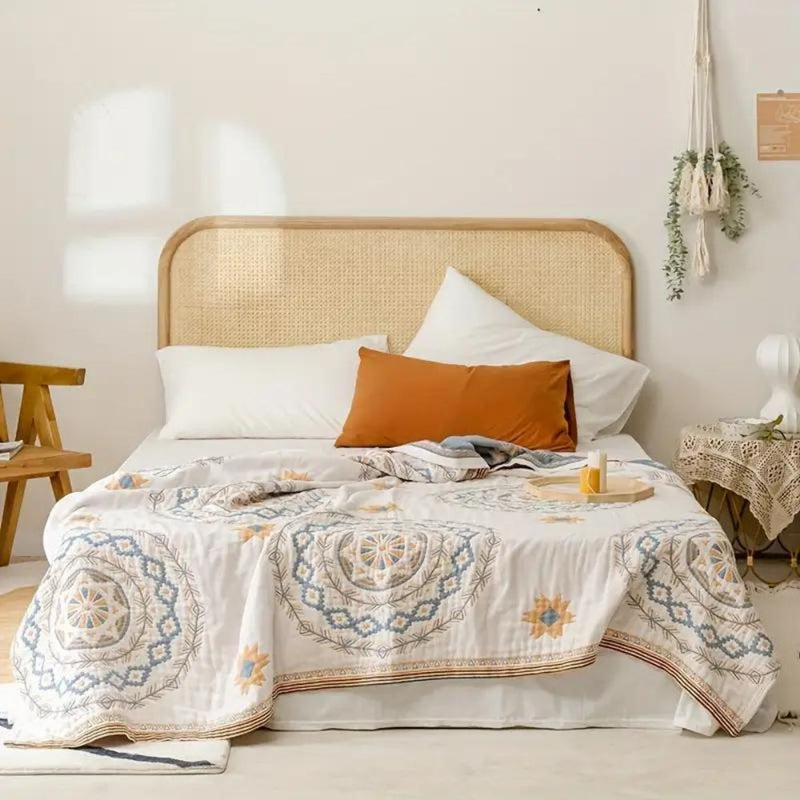 Serene Mandala Cotton Throw Blanket