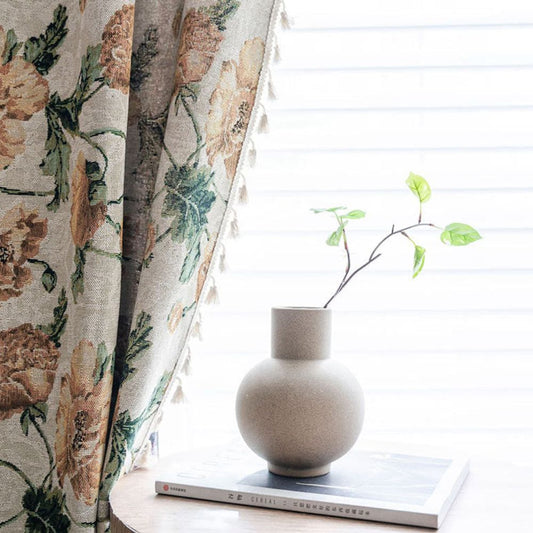 Wildflower Harmony Curtain | Beige Floral, Rod Pocket