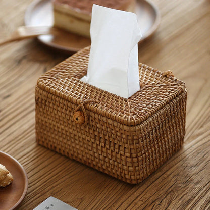 Bespoke Rattan Tissue Box | Handwoven, Lid Cutout