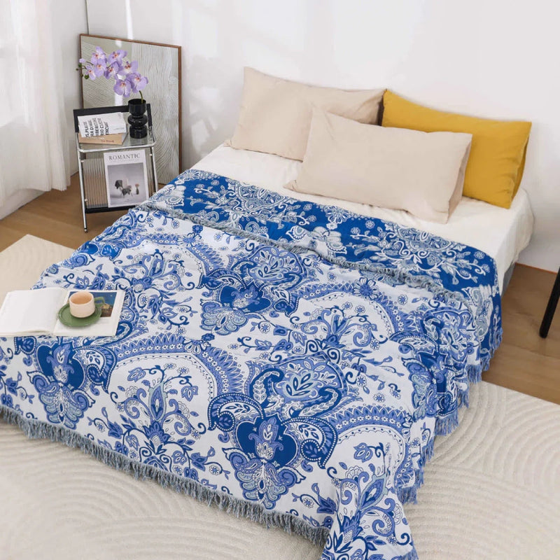 Onyx Paisley Dream Cotton Tassel Blanket | Cotton, Tassel Trim