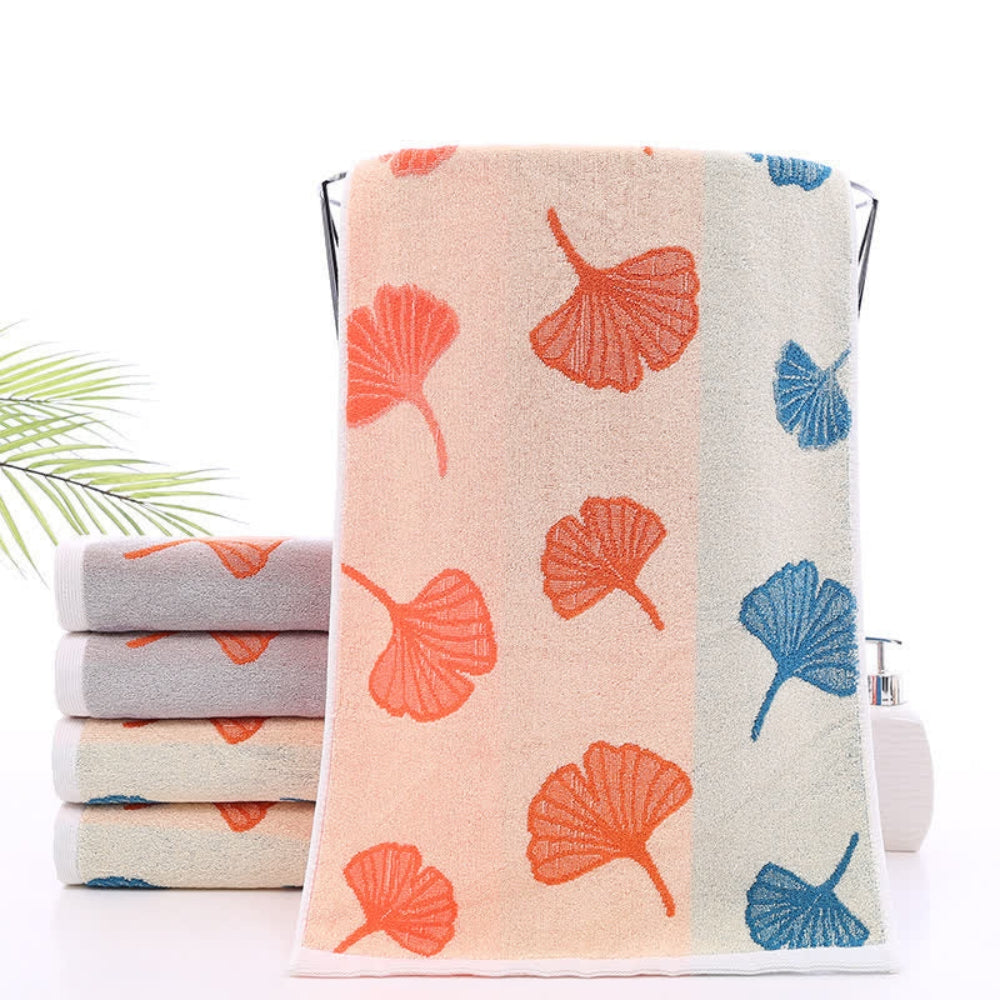 Pure Cotton Bath Towel | Ginkgo Leaf Print