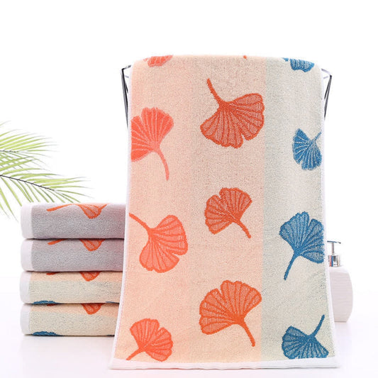 Pure Cotton Bath Towel | Ginkgo Leaf Print