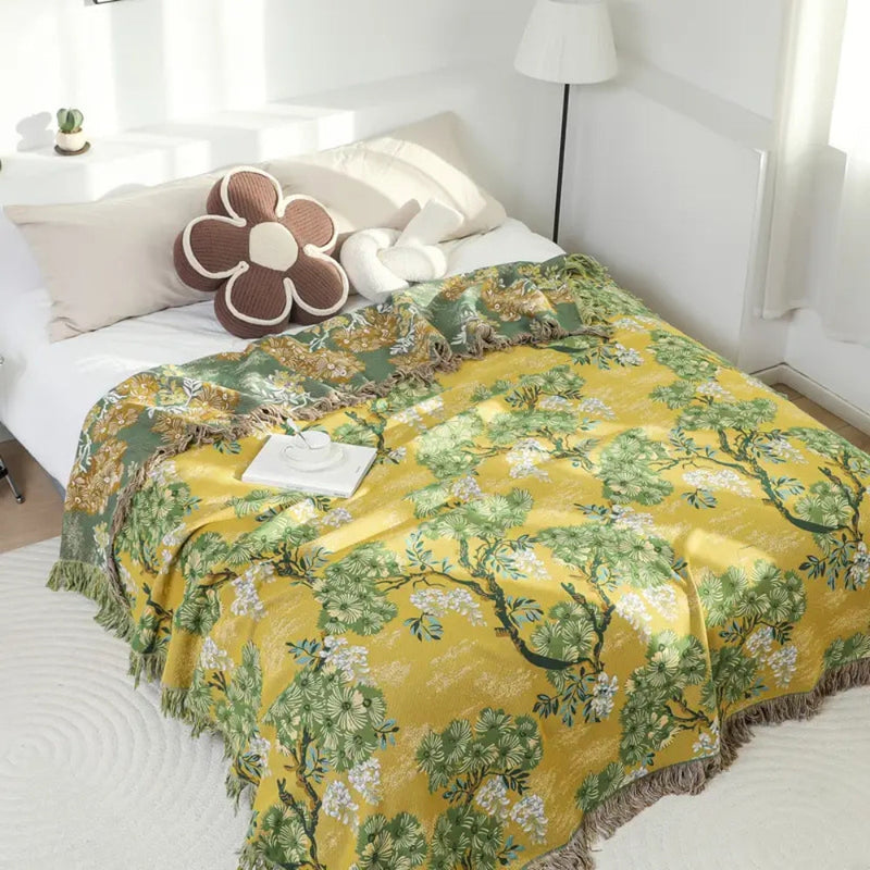 Kestrel Lush Mulberry Trees Cotton Blanket | Cotton, Year-Round