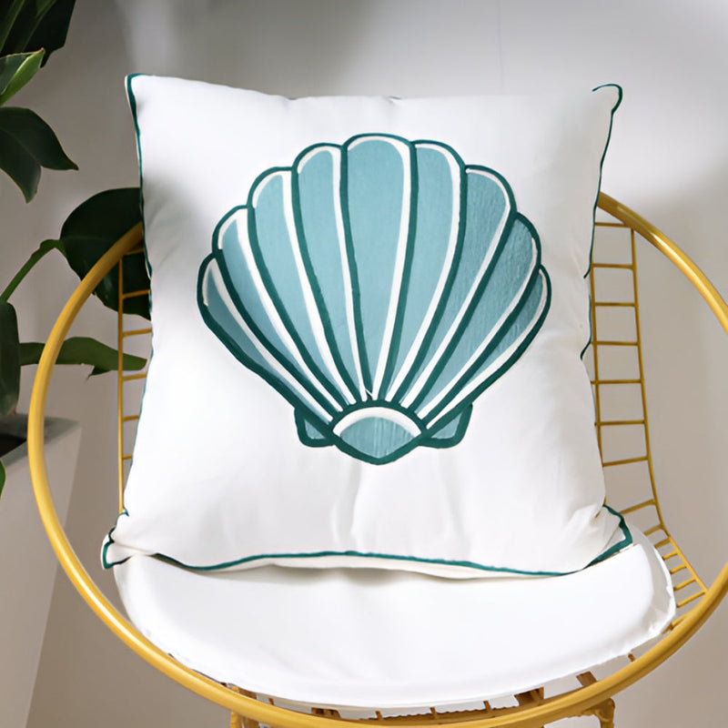 Ash Ocean Treasures Embroidery Cushion Cover | Embroidered, Living Room