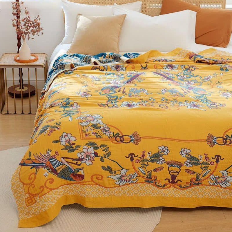 Heath Ethereal Cotton Floral Bird Blanket | Cotton, Floral Pattern