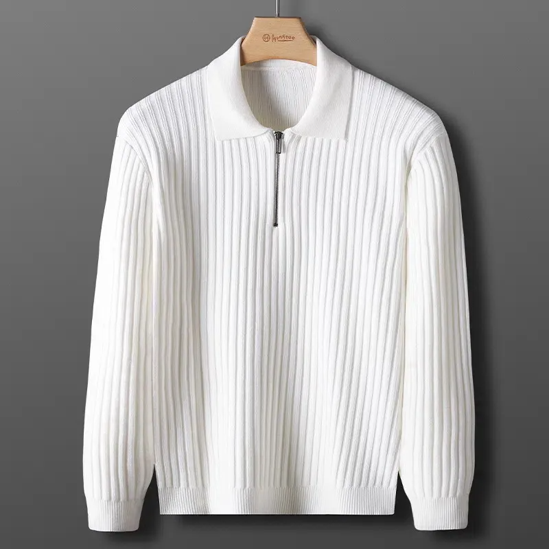 Lila Women's Ribbed Knit Knit Polo | Black, White