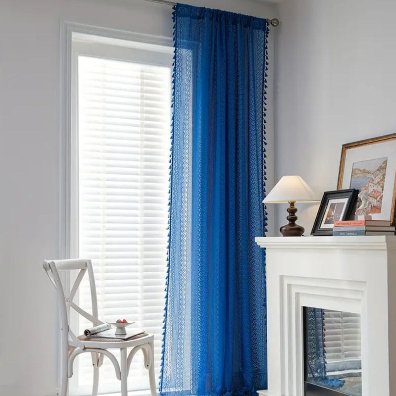 Lumine Crochet Tassel Curtain | Floral Lace, Semi-Sheer