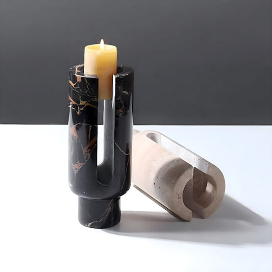 Eclipse Marble Sculptural Candle Holder