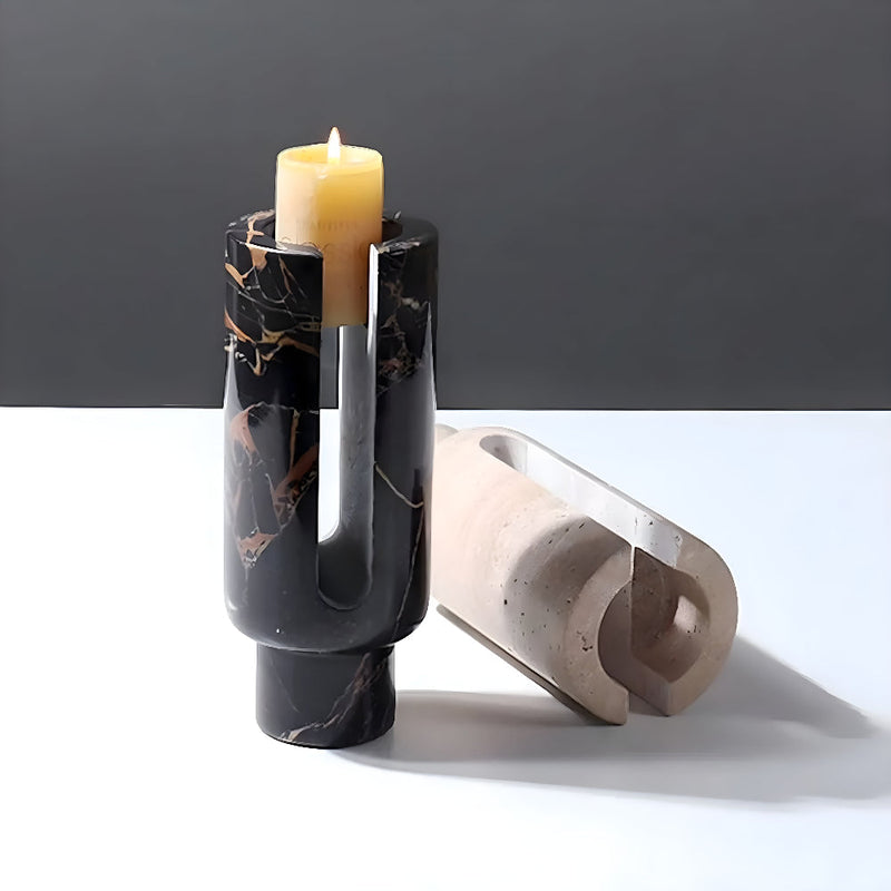 Eclipse Marble Sculptural Candle Holder