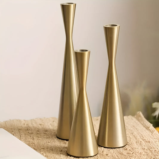 Nordic Brass Waist Candlestick | Set of 3