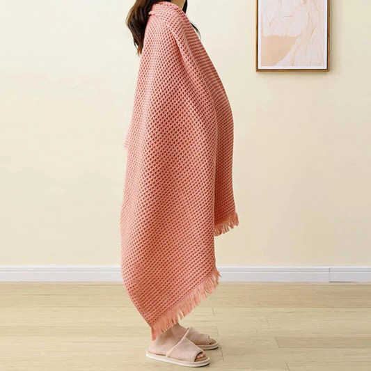 Cotton Waffle Bath Towel | Shawl-Style, 35"x71"