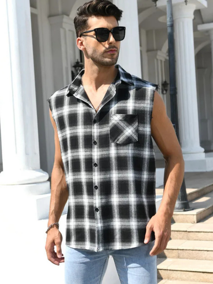 Harlow Women's Plaid Vest - fabric and finish detail