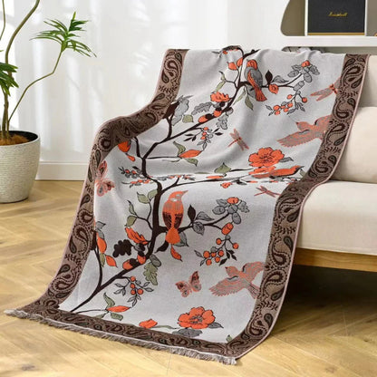 Cotton Bath Towel | Floral & Bird Motif