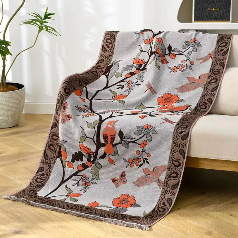 Cotton Bath Towel | Floral & Bird Motif