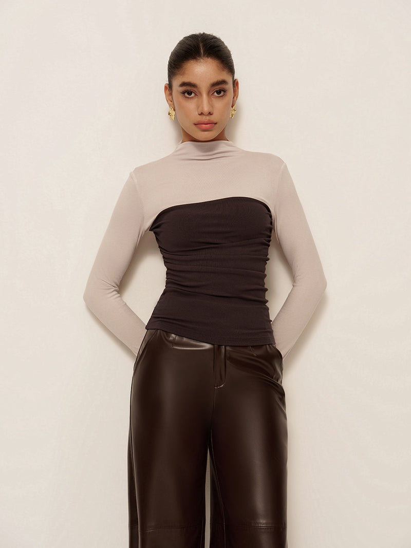 Wren Women's Top | Jersey, Mock Neck, Long Sleeve
