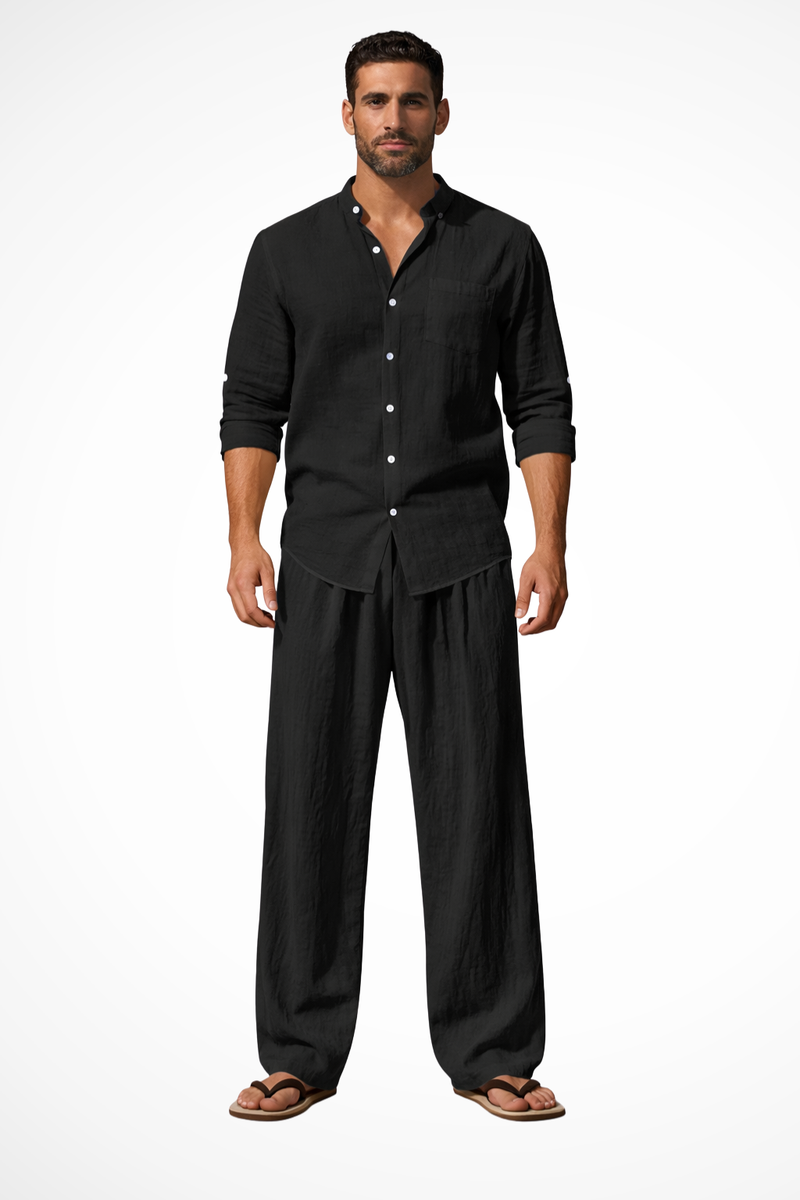 Hugo Men's Linen Trousers | Straight Leg, Long Sleeve
