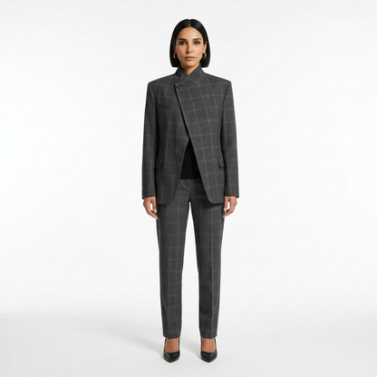 Blazer Oversized para Mujer Ivy | Cuadros Irregulares, Estilo Casual