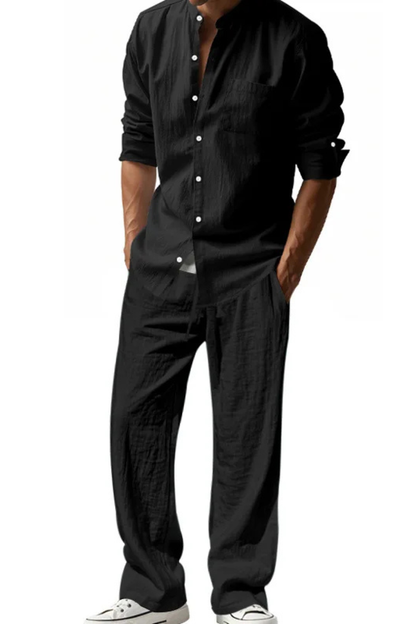 Hugo Men's Linen Trousers - fabric and finish detail