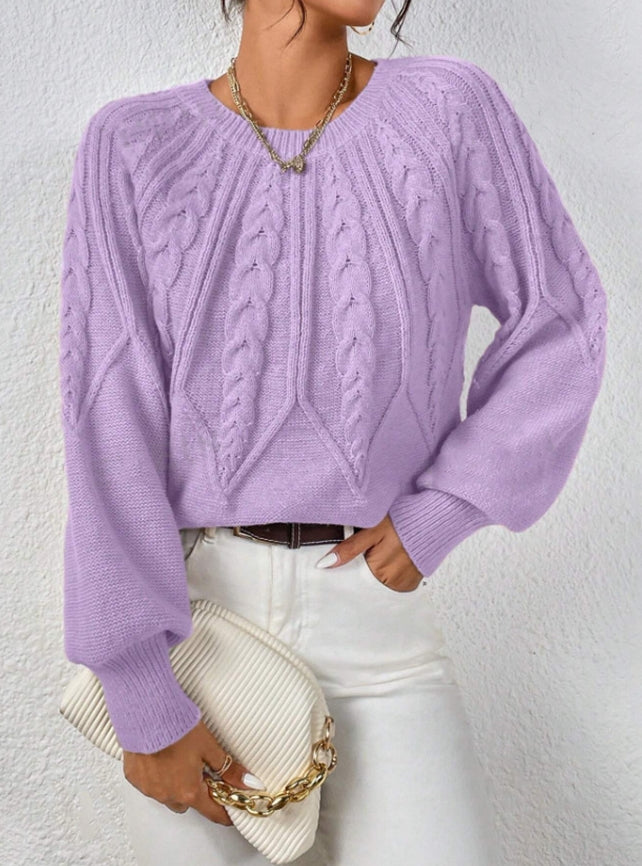 Beatrix Women's Cable Knit Sweater - flat lay