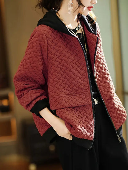 Wren Women's Quilted Hoodie - close-up detail