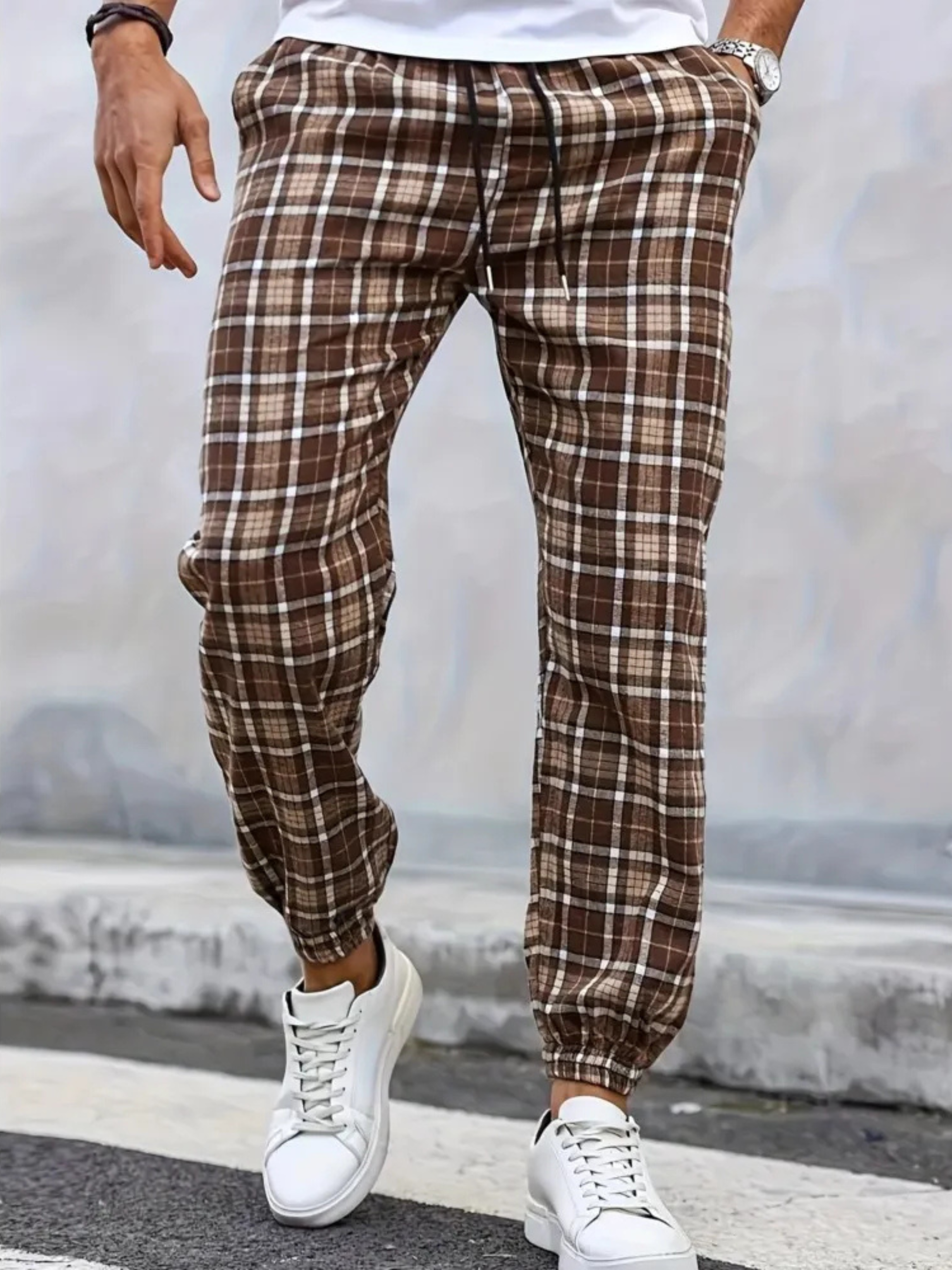 Wren Women's Plaid Joggers - flat lay