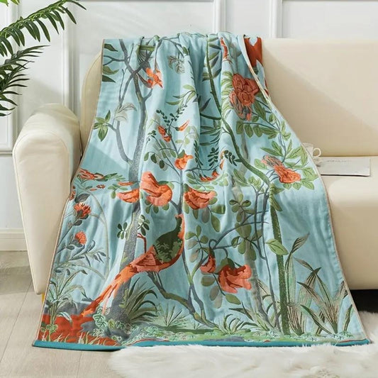 Cotton Bath Towel | Floral Leaf, Knit Weave