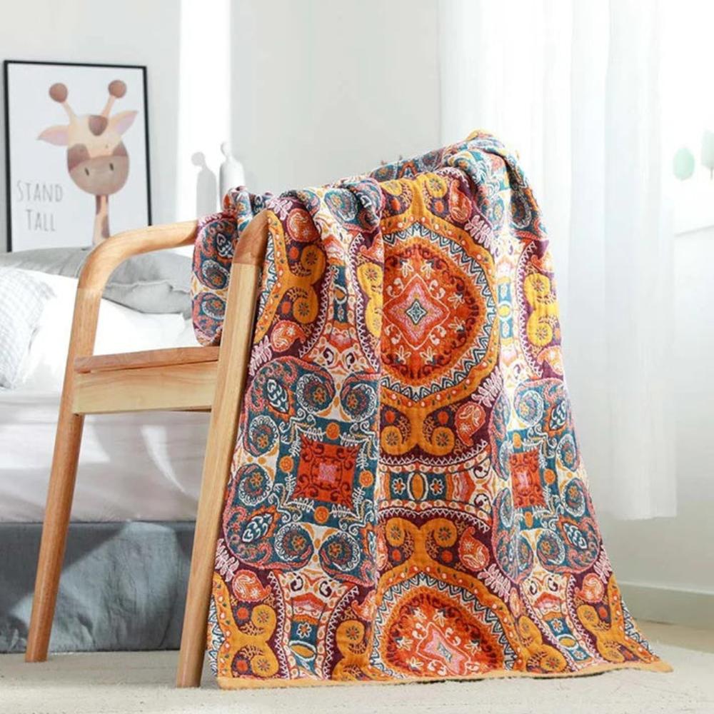 Cotton Bath Towel | Boho Geometric Floral