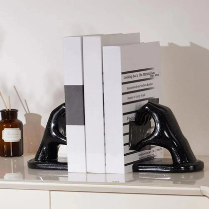 Amora Resin Love Gesture Bookends | Sculpted Hands, Non-Slip Base