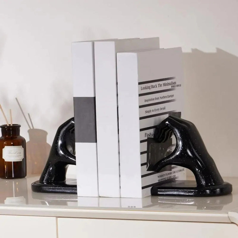 Amora Resin Love Gesture Bookends | Sculpted Hands, Non-Slip Base