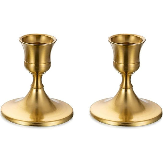Shimmering Vintage Taper Candle Holders | Set of 2