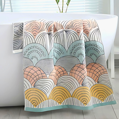 Cotton Bath Towel | Shell Jacquard Print