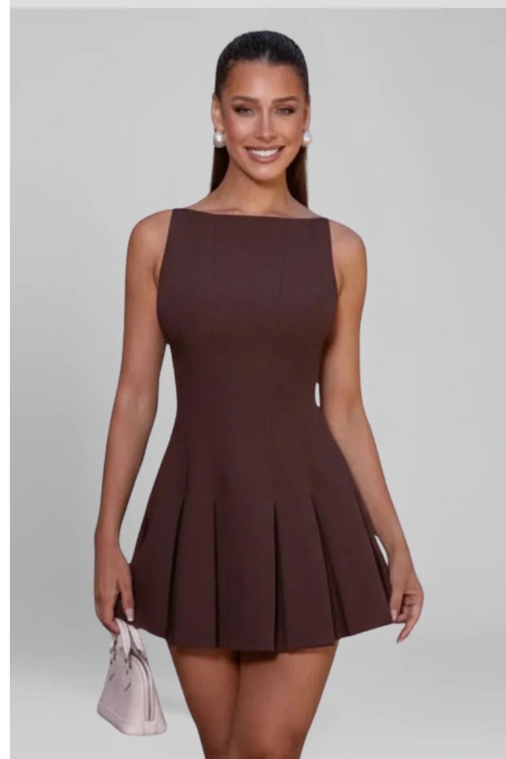 Imogen Women's Pleated Mini Dress - fabric and finish detail