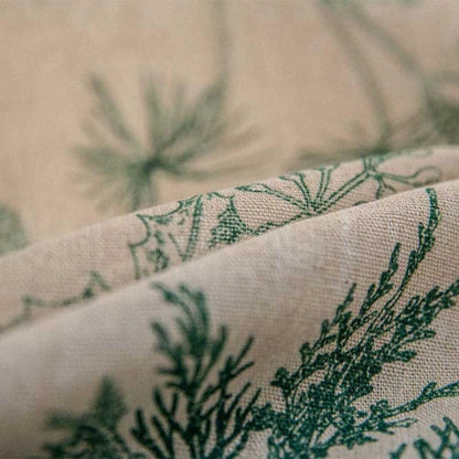 Green Pine Bird Pattern Tassel Curtain | Cotton-Linen, Semi-Blackout