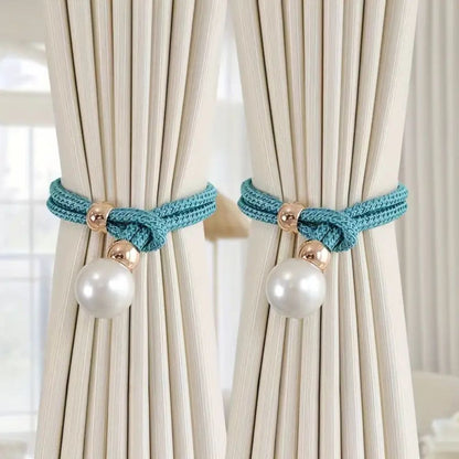 Lustrous Pearl Curtain Tie Backs | Faux Pearl, Adjustable 2-Pack