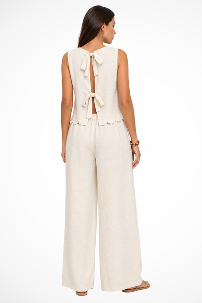 Jolie Women's Wide Leg Trousers - fabric and finish detail