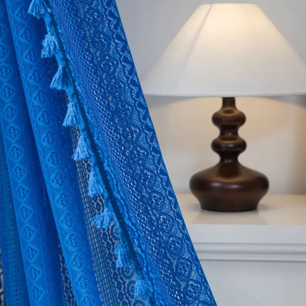 Lumine Crochet Tassel Curtain | Floral Lace, Semi-Sheer