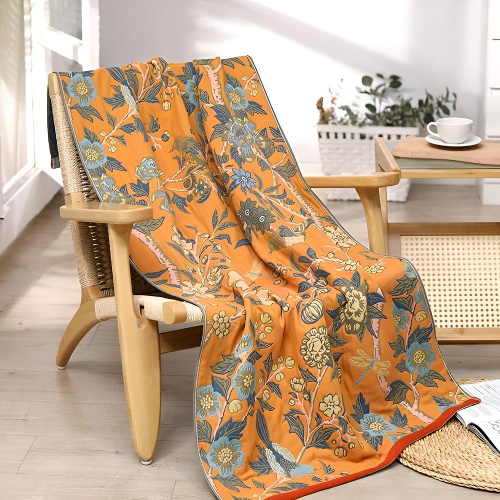 Reversible Cotton Bath Towel | Hibiscus Print