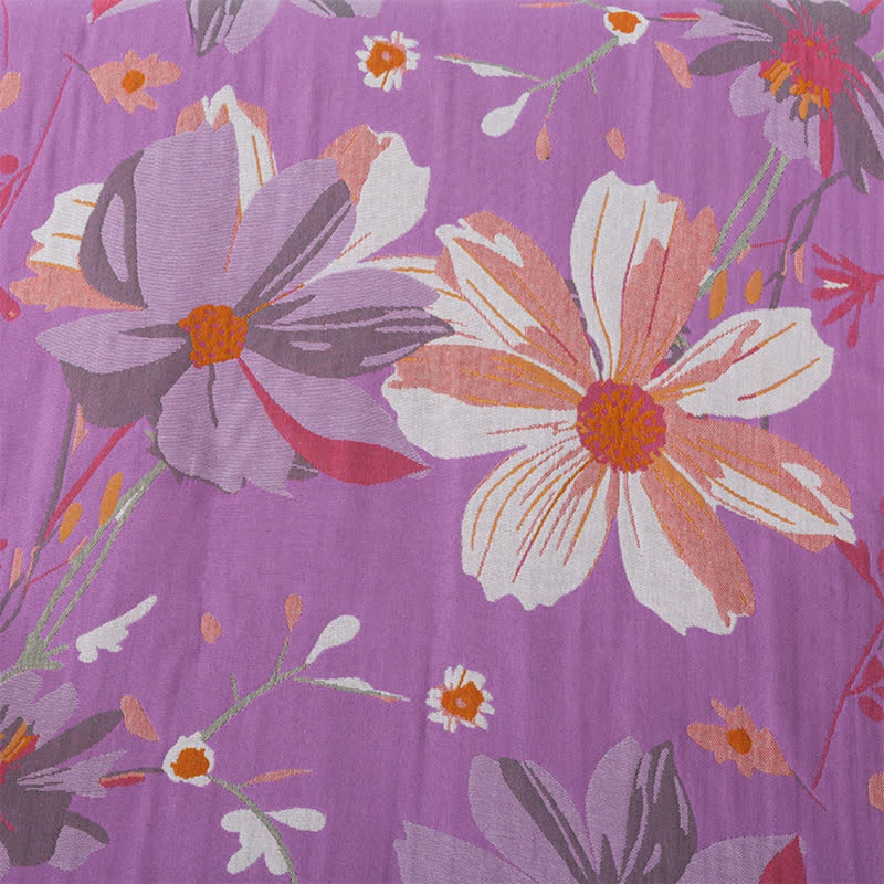 Cotton Gauze Bath Towel | Floral on Purple