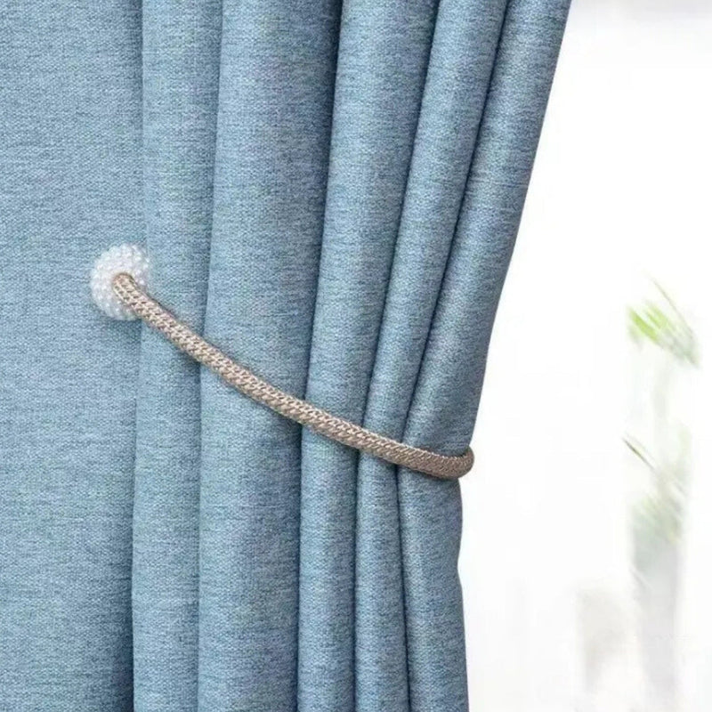 Magnetic Pearl Curtain Tie Backs | No-Hook, 2-Pack