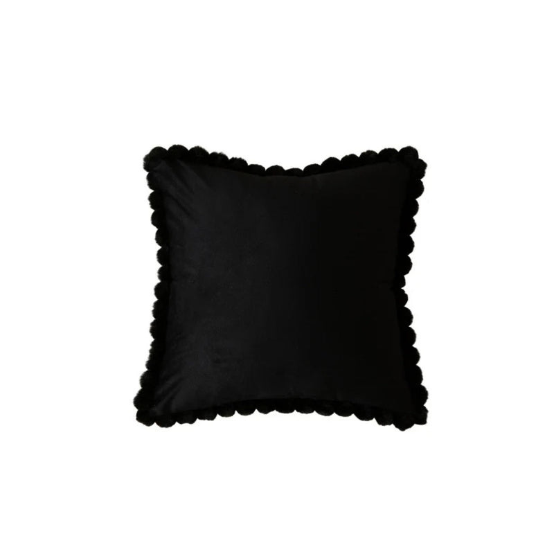 Velvet Pom-Pom Trim Cushion Cover | Velvet, Living Room