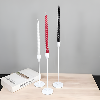 Brushed Metal Taper Candle Holders | Set of 3