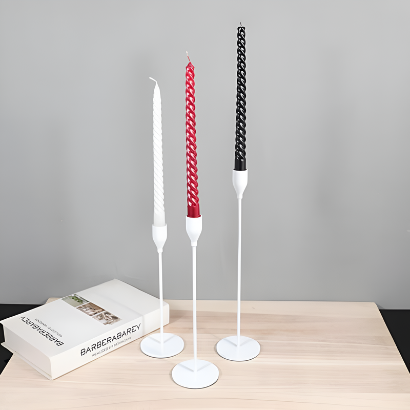 Brushed Metal Taper Candle Holders | Set of 3